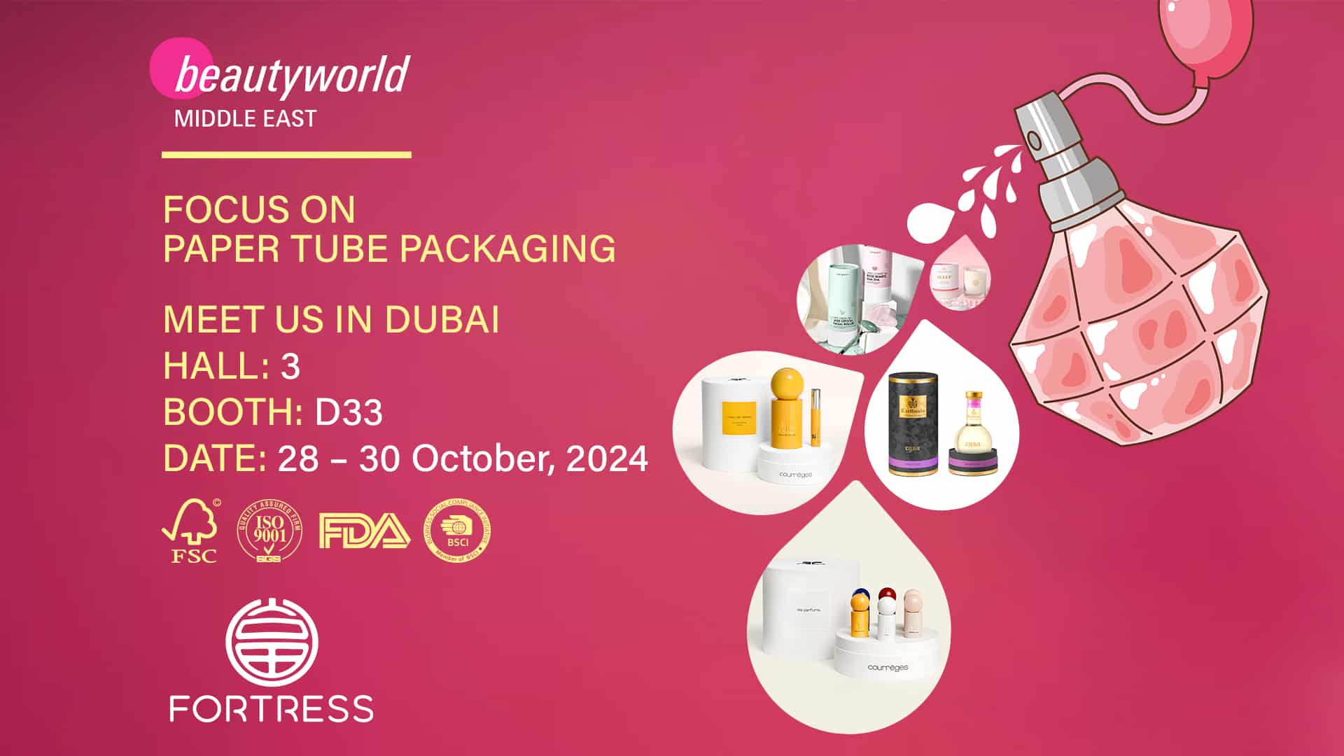 Fortress Packaging supply makeup and cosmetics products paper tube packaging in beauty world middle east exhibition Trade Show Dubai UAE -  - 1